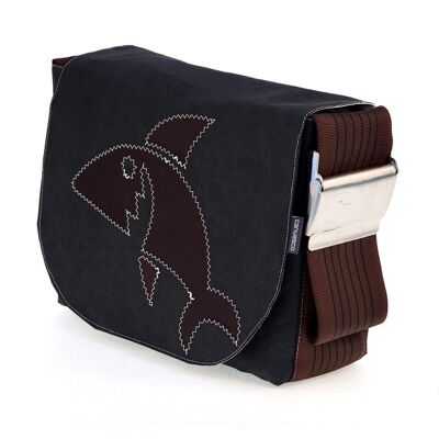 BORSA S, Collezione Canvas, Marrone Cioccolato Nero Squalo