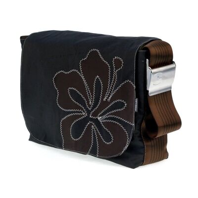 BAG S, Canvas Collection, Chocolate Black Hibiscus Brown