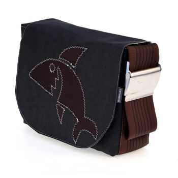 Sac L, Collection Canvas, Noir Chocolat Requin Marron