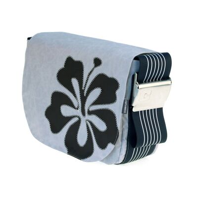 BAG S, Canvas Collection, Gray Navy Hibiscus Black