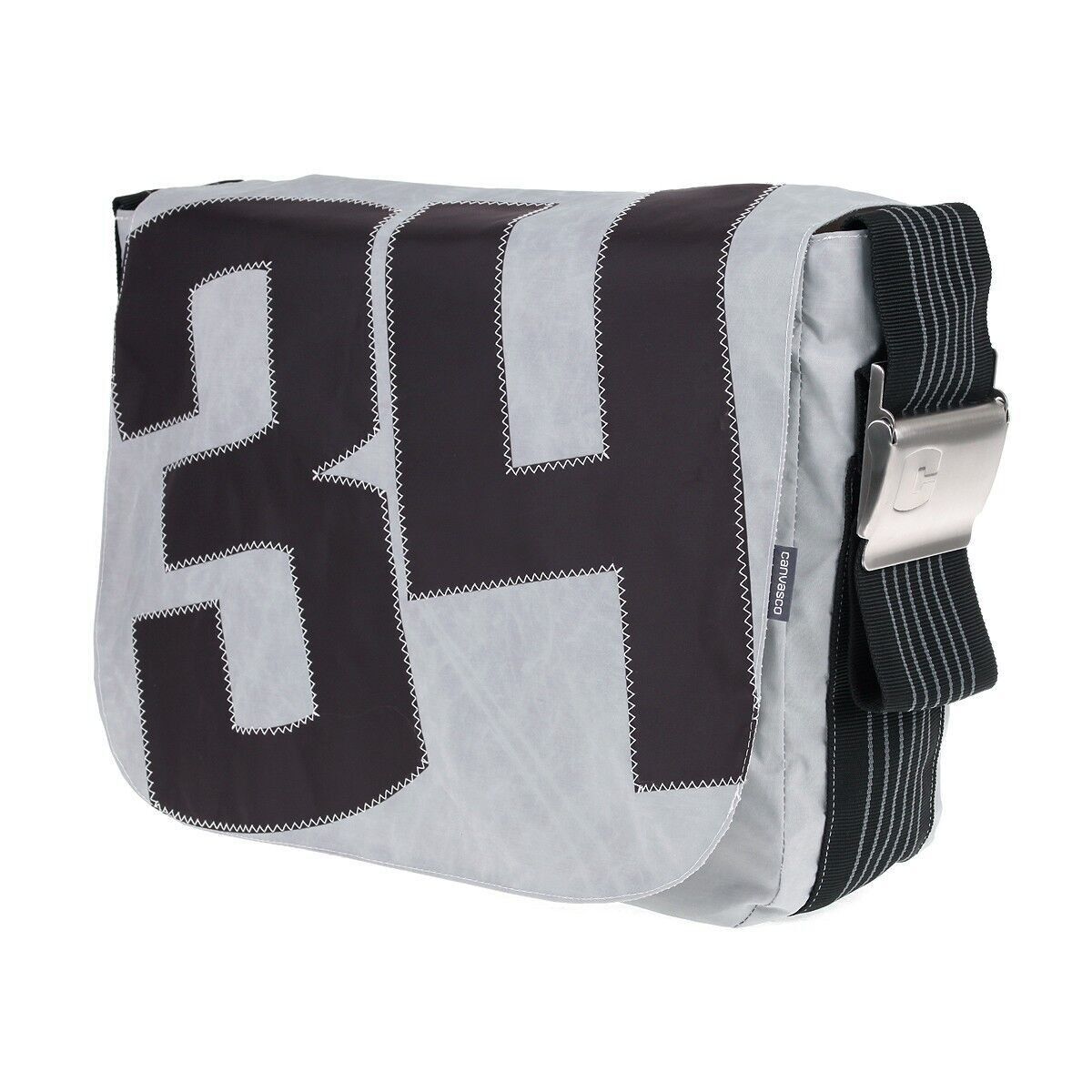 Borsa L, Collezione Canvas, Grigio Nero Marrone