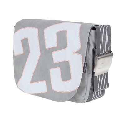 Borsa L, Collezione Canvas, Grigio Grigio Bianco Arancio Neon