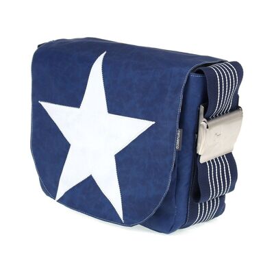 Borsa L, Collezione Canvas, Blu Navy Star White