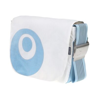 Borsa L, Collezione Canvas, Azzurro Bianco Cerchi Azzurro