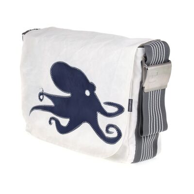 Bag L, Canvas Collection, Gray White Octopus Blue