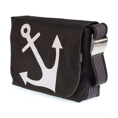 BORSA S, Collezione Canvas, Marrone Cioccolato Anchor White