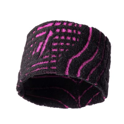 TORMENTA Diadema deportiva | Banda para el sudor de Alpaka & Tencel Sport para hombres y mujeres, talla única, transpirable - NEGRO - FUCSIA I ANDINA OUTDOORS®