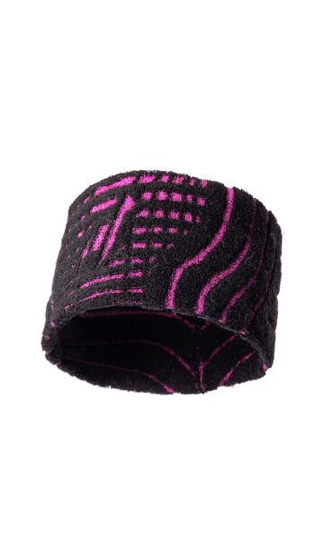 Bandeau de sport TORMENTA | Alpaka & Tencel Sport Headband Sweatband pour hommes et femmes, taille unique, respirant - NOIR - FUCHSIA I ANDINA OUTDOORS® 1