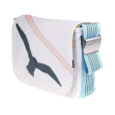 Bag L, Canvas Collection, White Blue Seaweed
