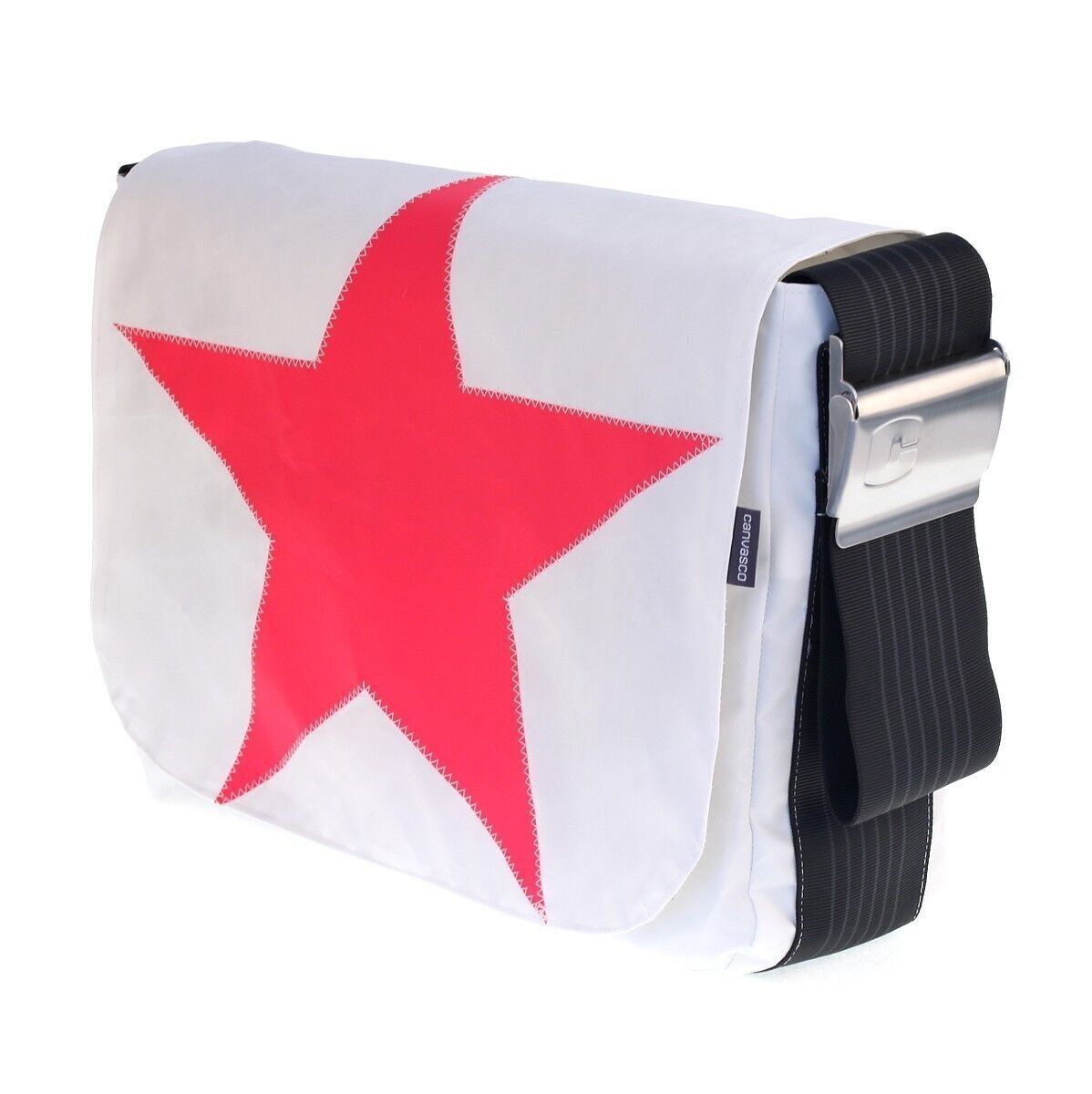 BORSA S, Collezione Canvas, Bianco Nero Stella Rosa