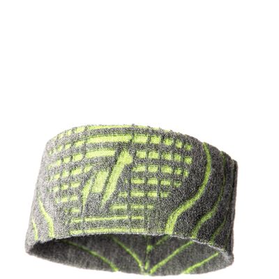 Bandeau de sport TORMENTA | Alpaka & Tencel Sport Headband Sweatband pour hommes et femmes, taille unique, respirant - GRIS - VERT I ANDINA OUTDOORS®