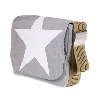 Borsa L, Collezione Canvas, Grey Gold Star White