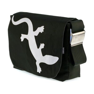 Borsa L, Collezione Canvas, Black Metallic Salamander White