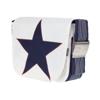 Bolso L, Colección Canvas, Azul Marino Blanco Estrella Azul Neón Naranja