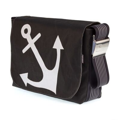 Bag L, Canvas Collection, Brown Chocolate Anchor White