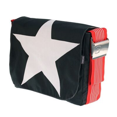 BORSA S, Collezione Canvas, Black Red Star White