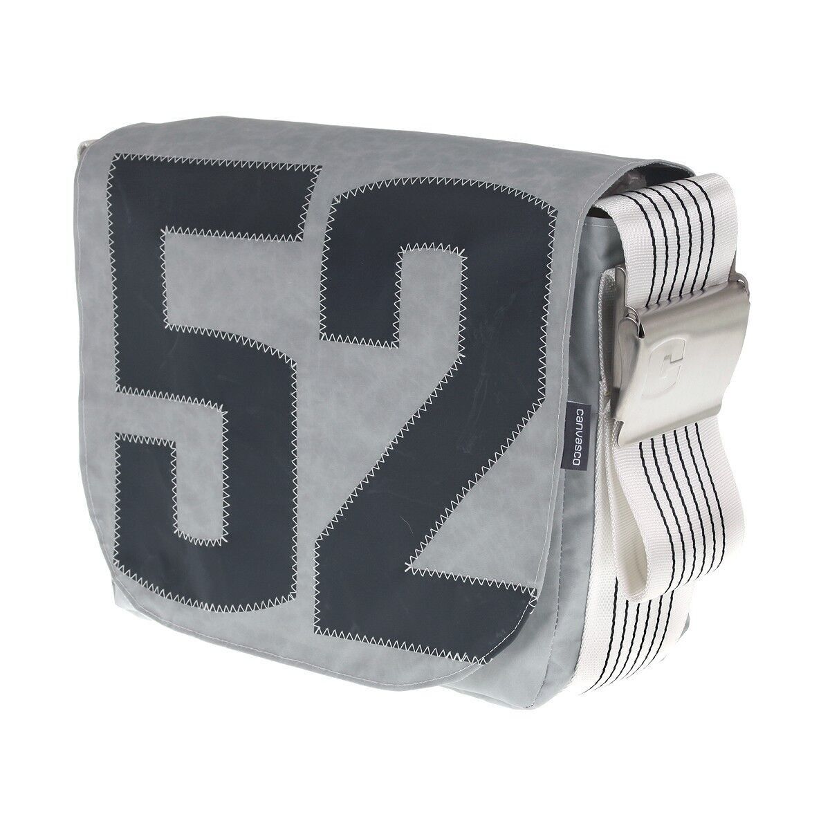 BORSA S, Collezione Canvas, Grigio Bianco Nero