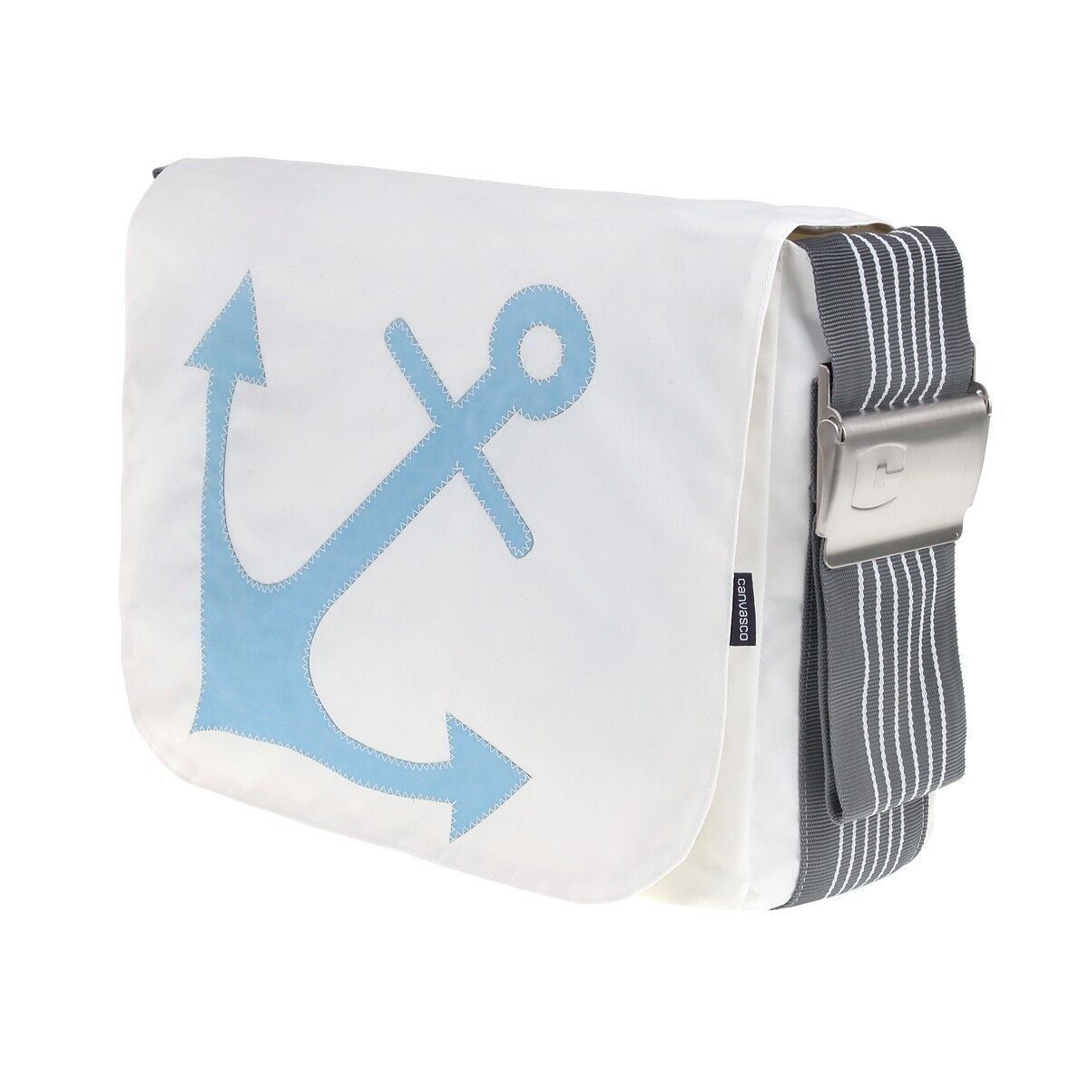 BAG S, Canvas Collection, Grau Weiß Anker Hellblau