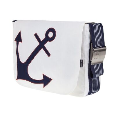 BAG S, Canvas Collection, White Navy Anchor Blue Neon Orange