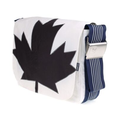 Bag L, Canvas Collection, White Navy Maple Leaf Black