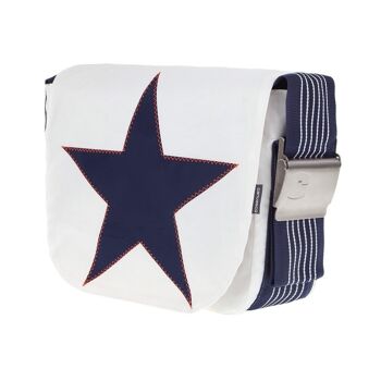 SAC S, Collection Canvas, Marine Blanc Etoile Bleu Orange Fluo