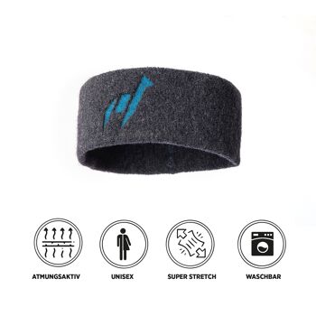 TEMPLADO - Bandeau de sport | Alpaka & Tencel Sport Headband Sweatband pour hommes et femmes, taille unique, respirant - BLEU MARINE I ANDINA OUTDOORS® 3