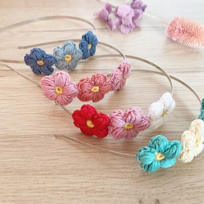 Diadema de flores de algodón - Tiara de corona floral