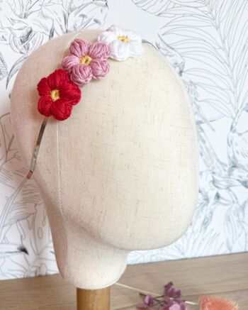 Serre-tête fleur coton- Diadème couronne fleurie 2