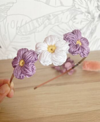 Serre-tête fleur coton- Diadème couronne fleurie 6