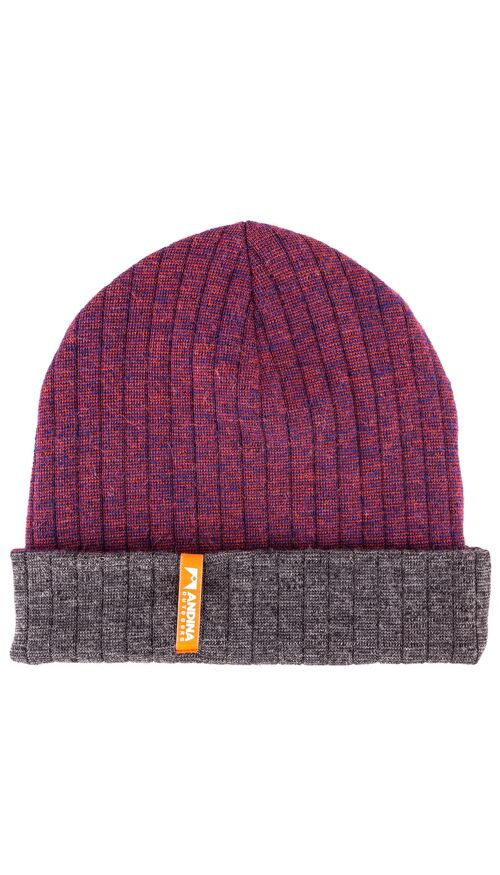 SERENO Wende-Mütze | Alpaka, Merino & Bambus Mütze für Herren & Damen, Unisize Sports Beanie, Atmungsaktiv - ROT / BLAU UND GRAU I ANDINA OUTDOORS®