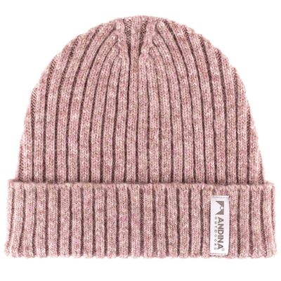 VIENTO Berretto a coste grosse | Cappelli in Alpaca e Merino per uomo e donna, berretto sportivo unisize, traspirante - PALE PINK I ANDINA OUTDOORS®