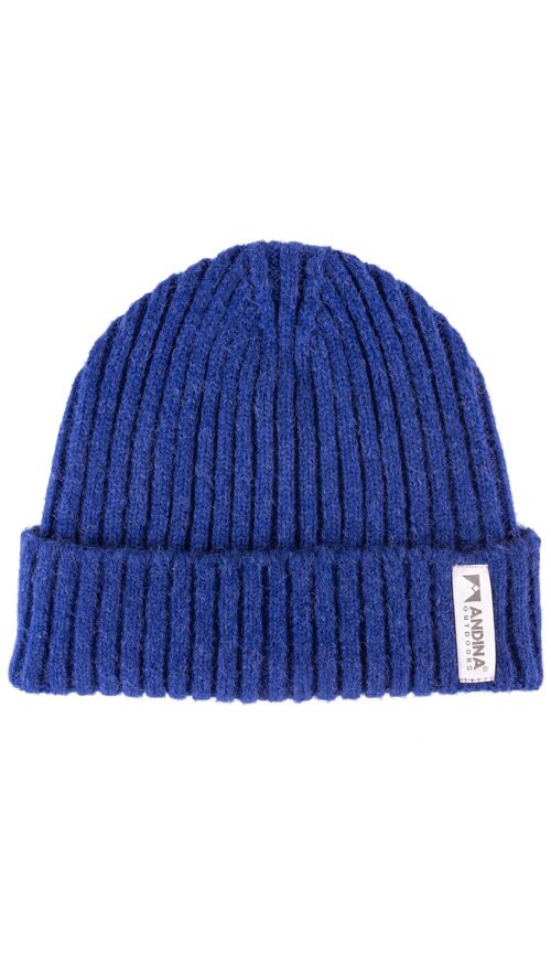 VIENTO Chunky Rib Mütze | Alpaka & Merino Mütze für Herren & Damen, Unisize Sports Beanie, Atmungsaktiv - BLAU I ANDINA OUTDOORS®