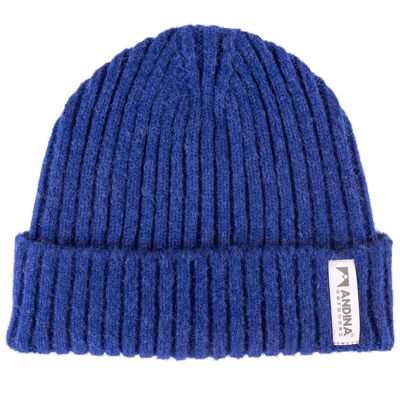 Bonnet côtelé épais VIENTO | Chapeaux en alpaga et mérinos pour hommes et femmes, bonnet de sport taille unique, respirant - BLUE I ANDINA OUTDOORS®