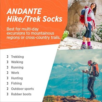 Chaussettes de randonnée Andante | Chaussettes de randonnée homme & femme en alpaga, bambou & mérinos - ANTHRAZIT I ANDINA OUTDOORS 5