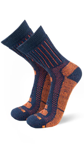 Glaciar I hiver et thermique | Chaussettes d'hiver fonctionnelles en alpaga pour hommes et femmes - BLEU ORANGE I ANDINA OUTDOORS 1