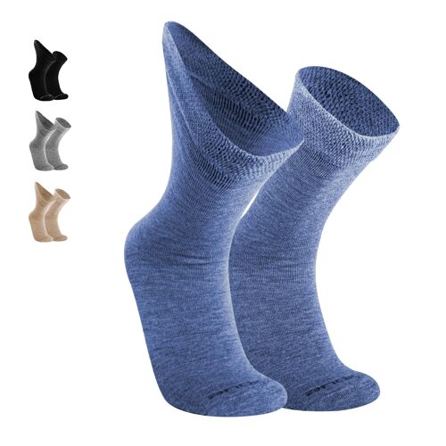 Zero Pressure Socken I Alpaka & Tencel Diabetikersocken für Herren & Damen I Winter & Thermal -BLAU I ANDINA OUTDOORS