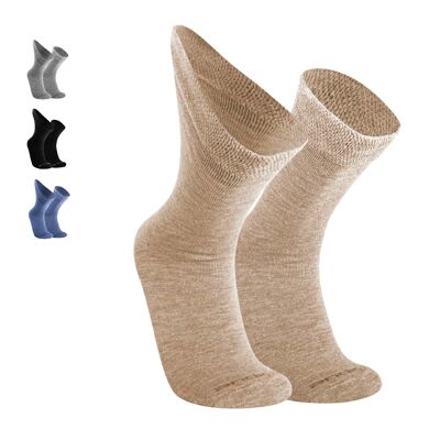 Zero Pressure Socks I Alpaca & Tencel Diabetic Socks for Men & Women I Winter & Thermal - BEIGE I ANDINA OUTDOORS