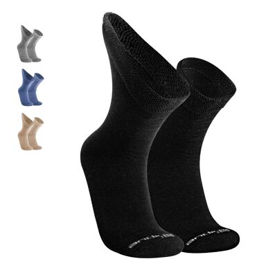 Calcetines Zero Pressure I Calcetines para diabéticos de alpaca y tencel para hombres y mujeres I Invierno y térmicos - Negro I ANDINA OUTDOORS