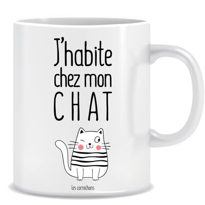 Tasse Ich lebe mit meiner Katze - in Frankreich dekorierte Tasse