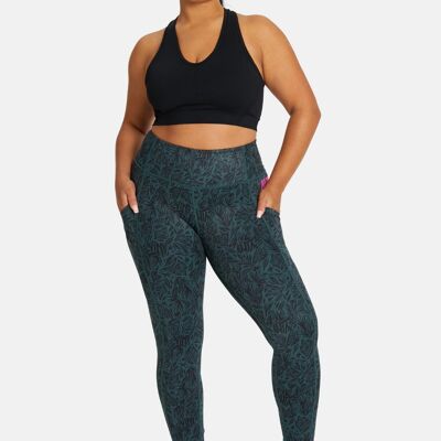 FitPink 7/8 Elevate Leggings - Abstract Green Leaf