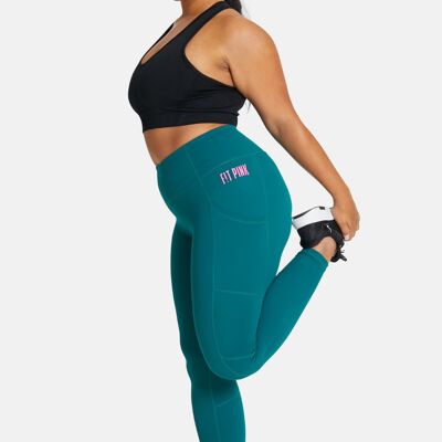 FitPinkElevate Leggings with Pockets in Vibrant Teal