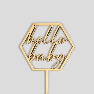 Hello Baby - Cake Topper - Wood