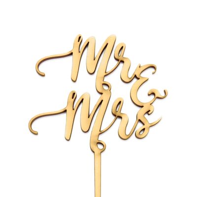 Mr & Mrs - Cake Topper - Wood