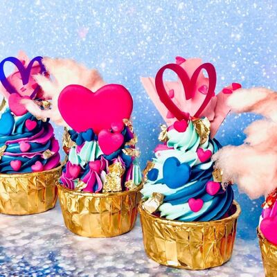 Signature Heart - Juego de cupcakes -6 piezas- - Rosa fuerte