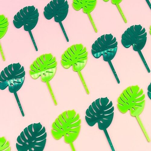 Tropical Leaf - Cupcake Set -6pcs- - Lime Green