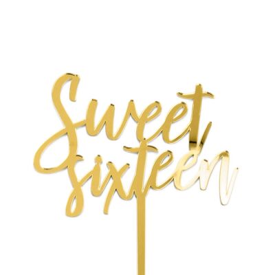 Sweet Sixteen - Cake Topper - Gold Mirror