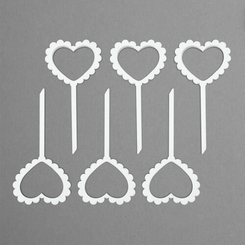 Scallop Hearts Cutout - Cupcake Set -6pcs- - White