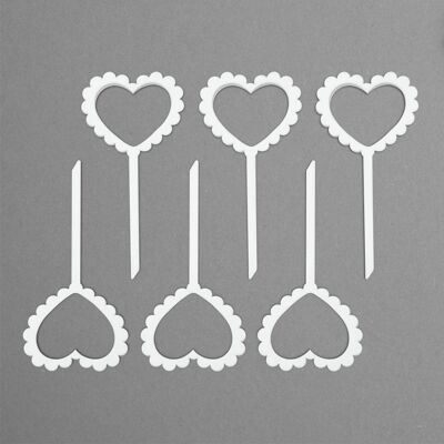 Scallop Hearts Cutout - Cupcake Set -6pcs- - White