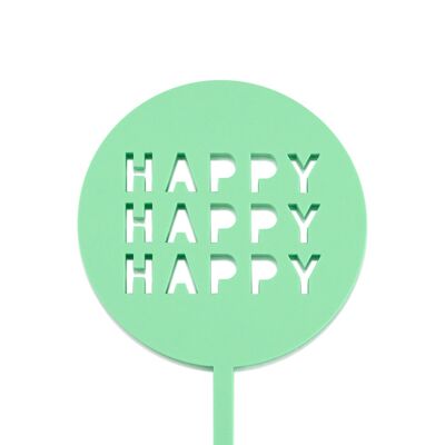 Happy Happy Happy Mini Paddle - Cake Topper - Pastel Green