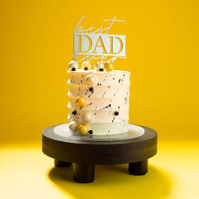 Best Dad Ever - Decoración para tarta - Plata metálica